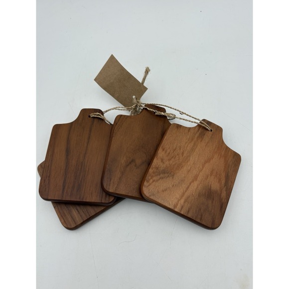 Teak Wood Coasters Set of 4 "Our Nest Is Blessed" Rustic Farmhouse Decor NWT - Picture 4 of 7